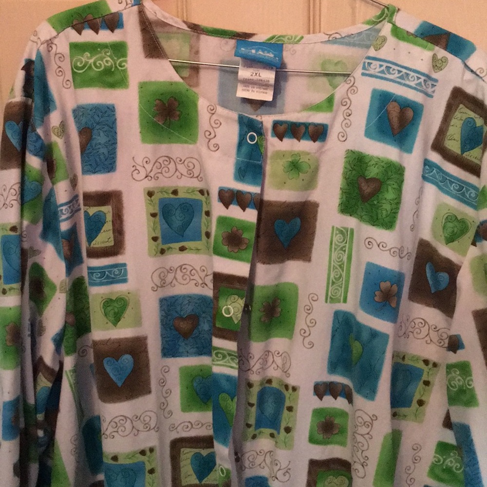 Colorful hearts scrub jacket